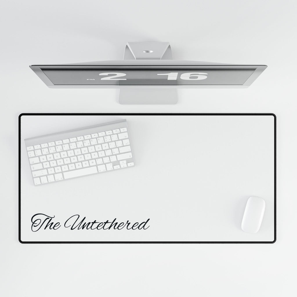 Desk Mat — Minimalist 'The Untethered' White & Black Gaming/Office Desk Pad
