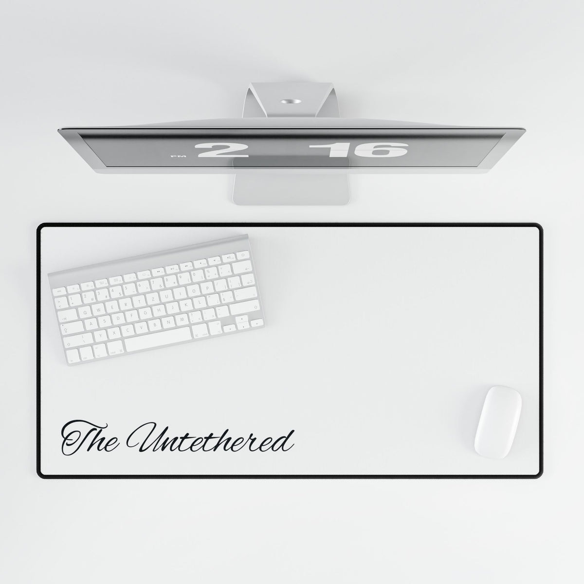 Desk Mat — Minimalist 'The Untethered' White & Black Gaming/Office Desk Pad