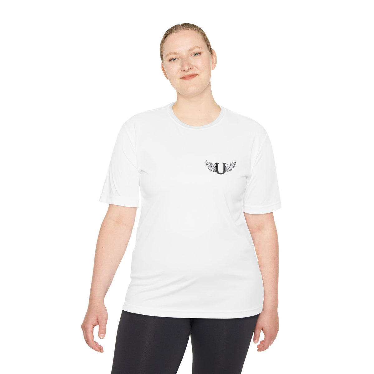 Think Free Live Untethered Tee — Minimal Wing Emblem Moisture-Wicking Shirt