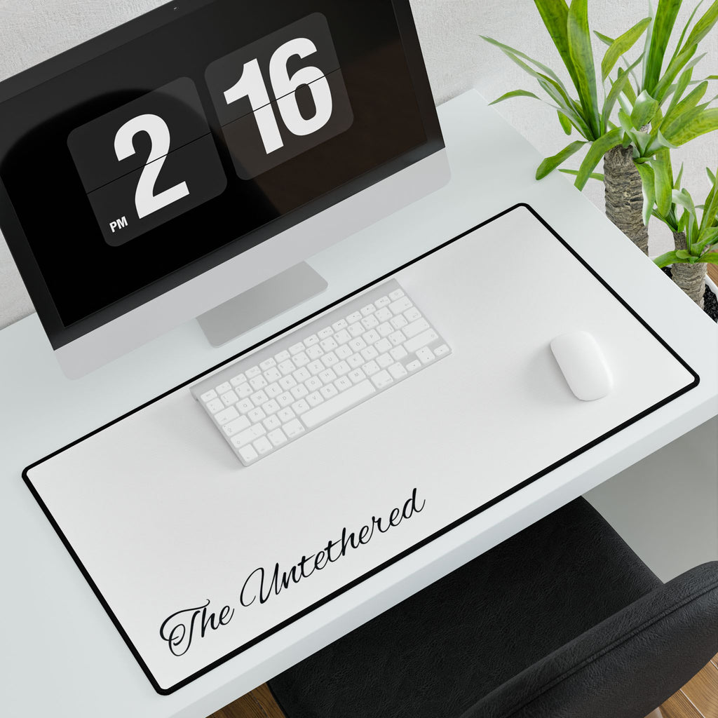 Desk Mat — Minimalist 'The Untethered' White & Black Gaming/Office Desk Pad